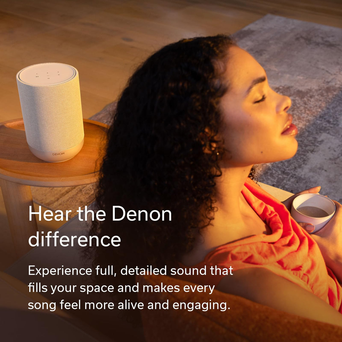 Denon Home 200 Speaker, Wireless Smart Speaker with Stereo Sound, Stone