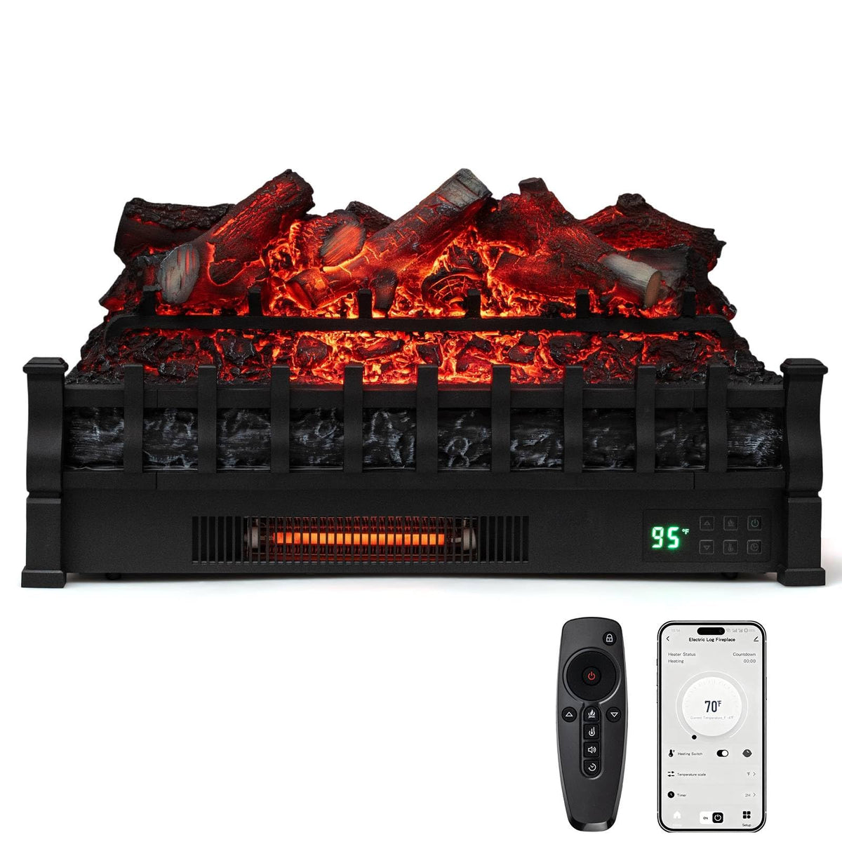 Tangkula 26" Smart Electric Fireplace, Compatible with Alexa, WiFi Enabled