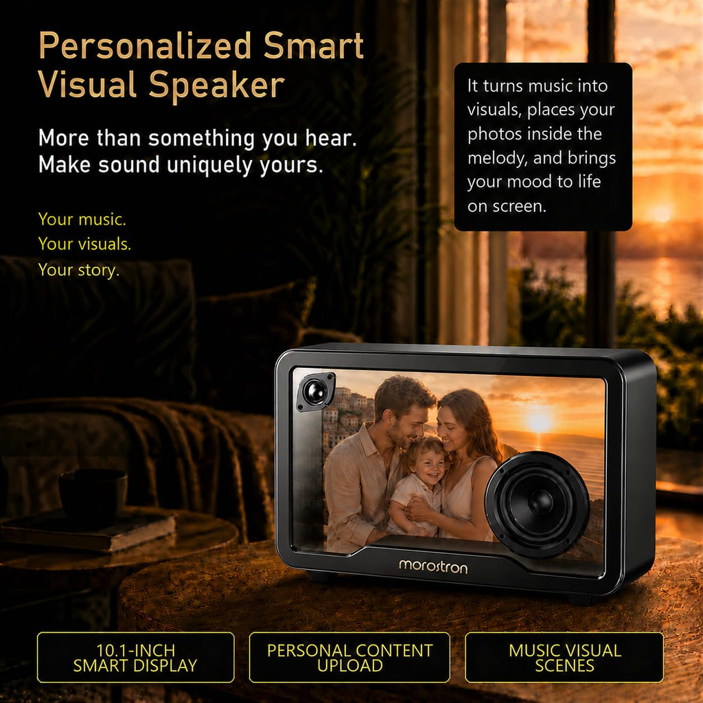 Personalized Smart Visual Bluetooth Speaker, Customizable 10.1-Inch Display