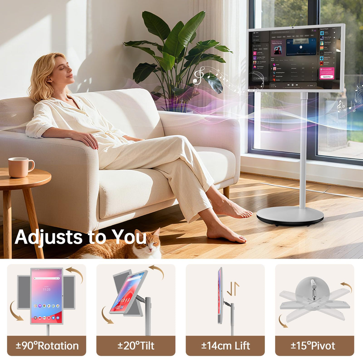 HORION Smart Portable TV, 32 Inch 4K Portable Touch Screen Monitor