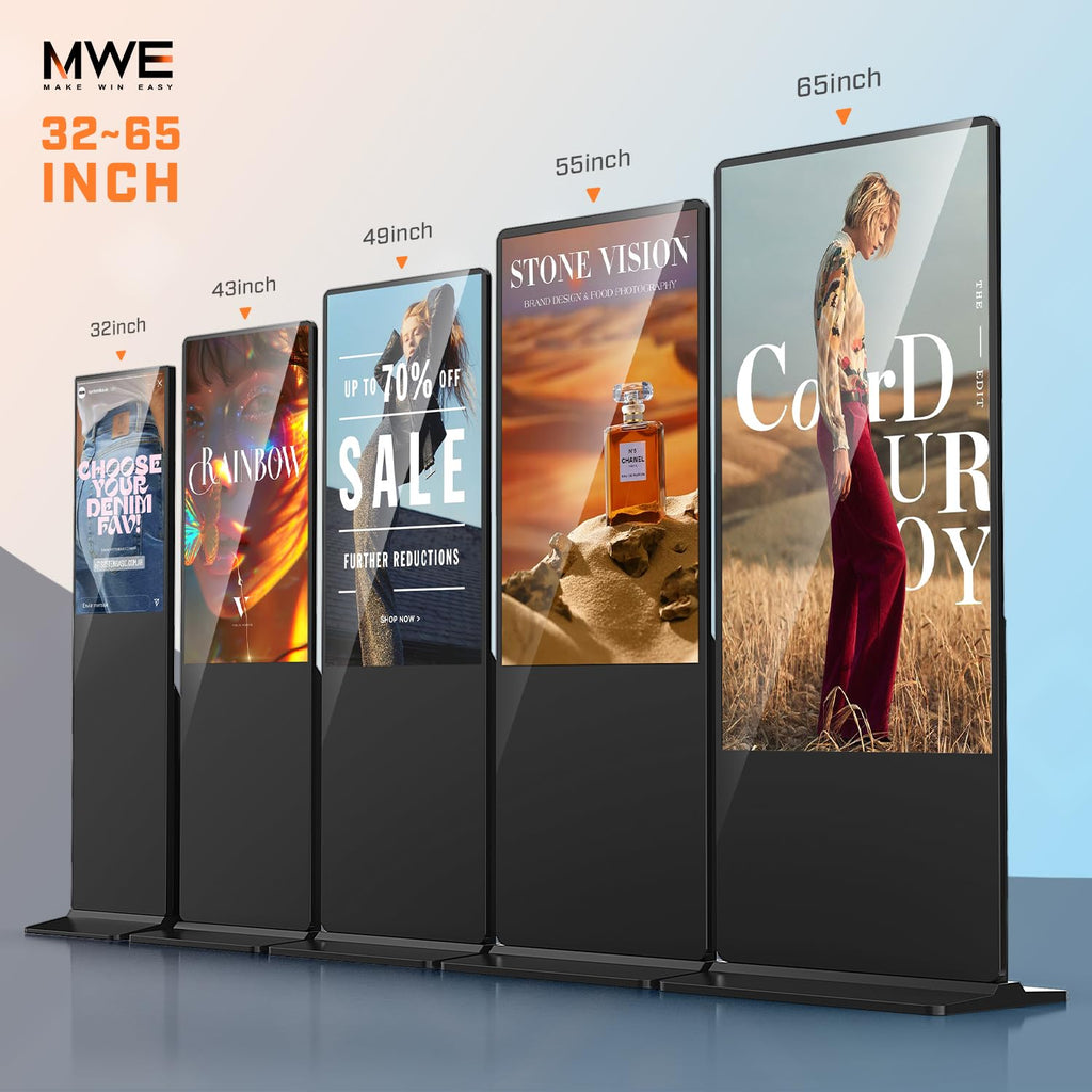 MWE 55 Inch 4K Touchscreen Kiosk, Indoor Floor Standing Digital Signage Displays, Advertising Display LCD Totem, Interactive Display Poster Android System with Auto Media Player