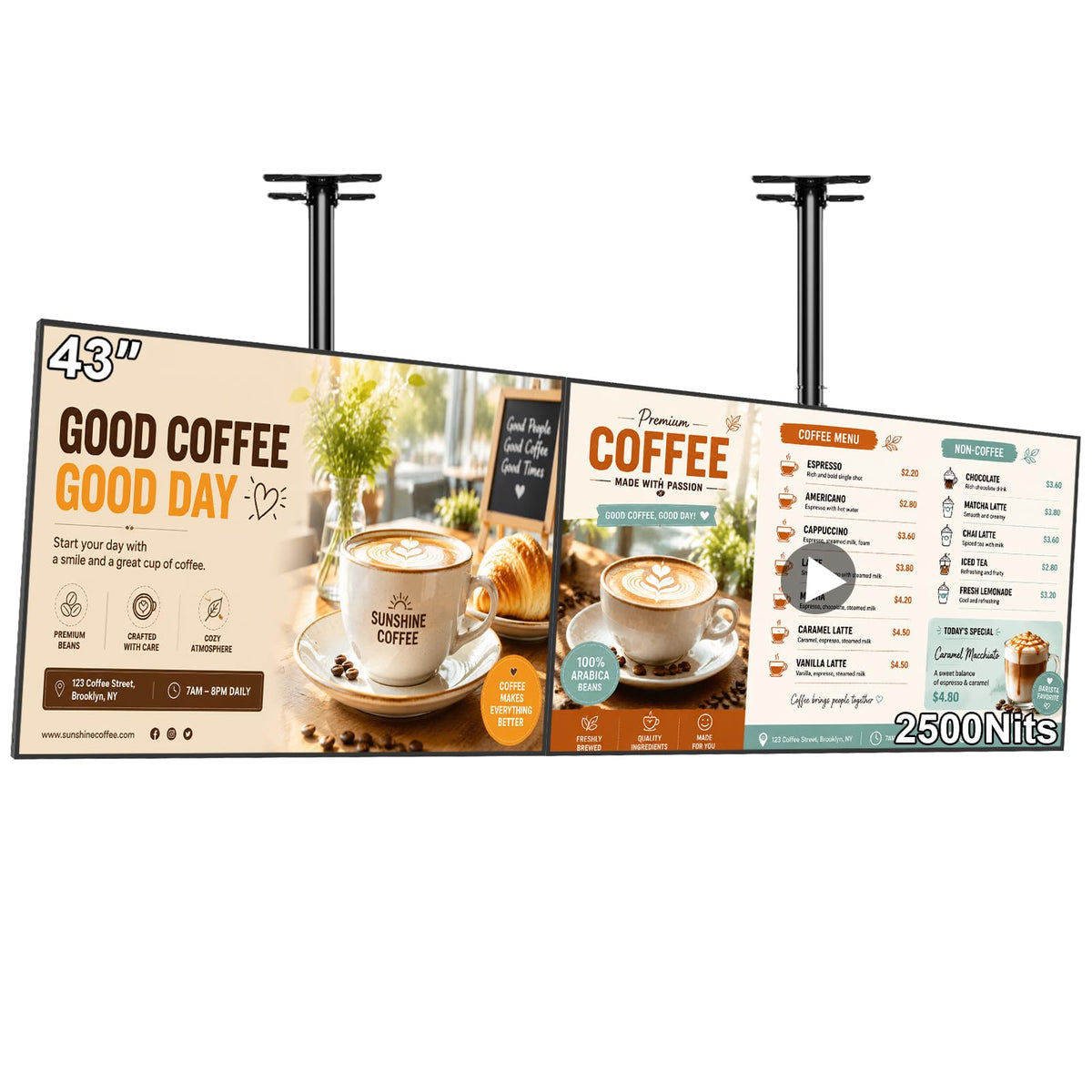 49inch Digital Signage Display, 4K 2500nits High Brightness Digital Signage