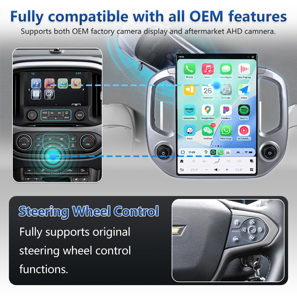 14.4 Inch Car Radio Stereo for Chevrolet Colorado 2014 2015 2016 2017 2018,Touch Screen Upgrade Android 14.Head Unit Wireless Carplay
