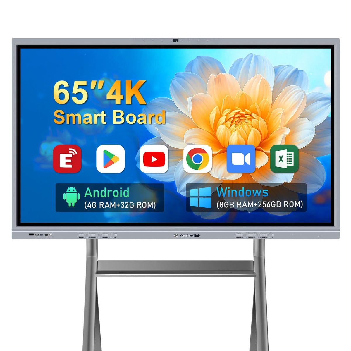 65" Smart Board, Interactive Whiteboard, 4K UHD Touch Screen Digital Board, Digital Electronic Smartboard with Dual System, for Classroom,Office & Conference Rooms (Wall Mount Included)