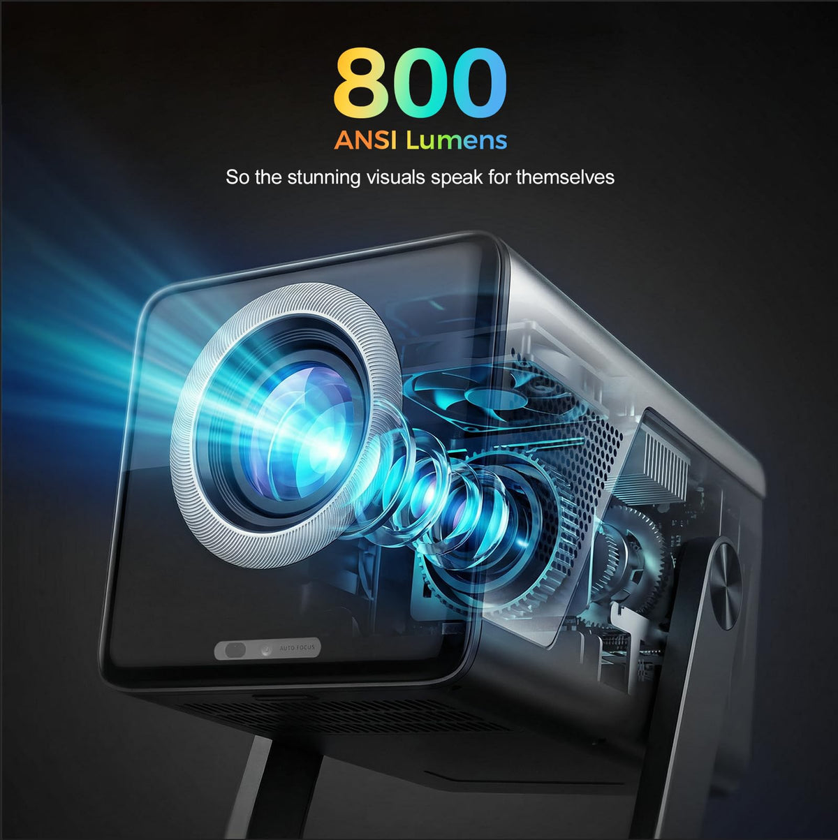 【Native 1080P & 800ANSI High Brightness】 Portable Projector with WiFi and Bluetooth,Smart Projector With AI Visual Calibration,230° Rotation,4K Projector Supports HDMI/USB/AUDIO