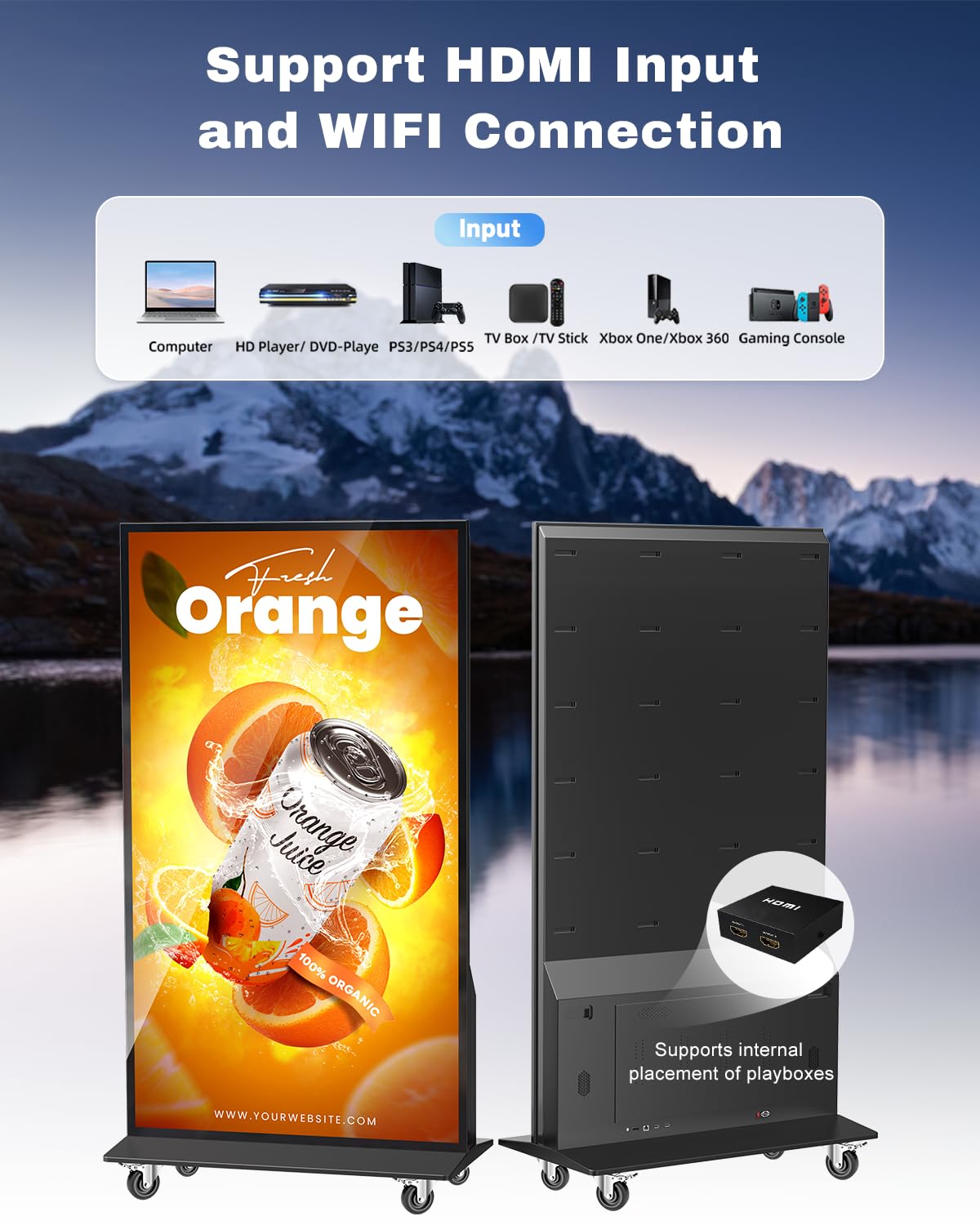 Digital Signage Display, 75-inch Full Screen, 4K UHD 2160P Kiosk