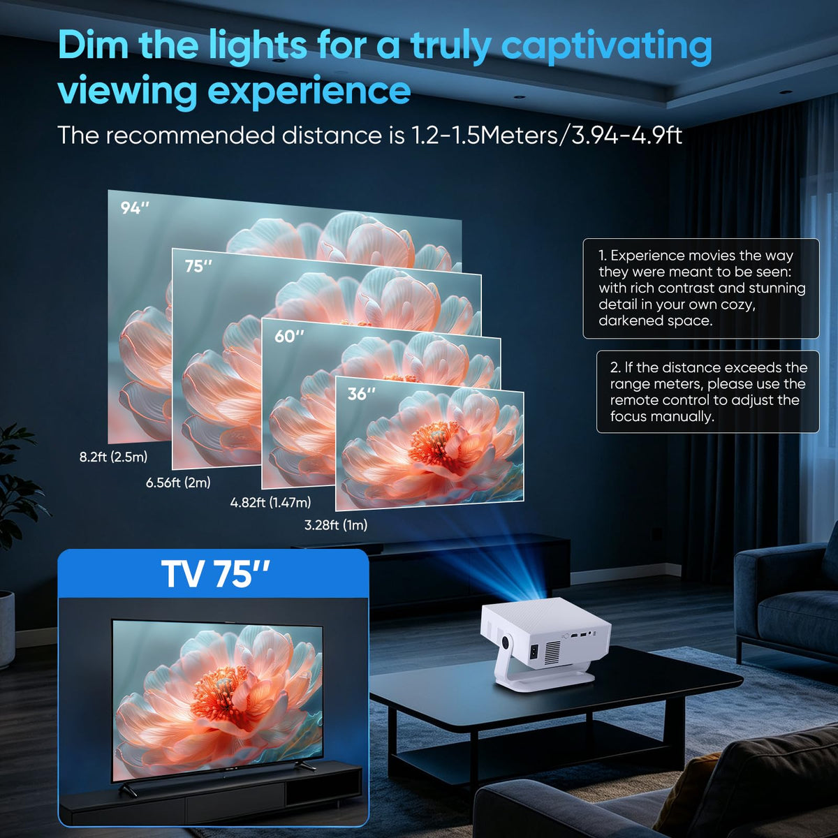 Smart Mini Projector with WiFi6 and Bluetooth5.4 Auto Keystone 550ANSI