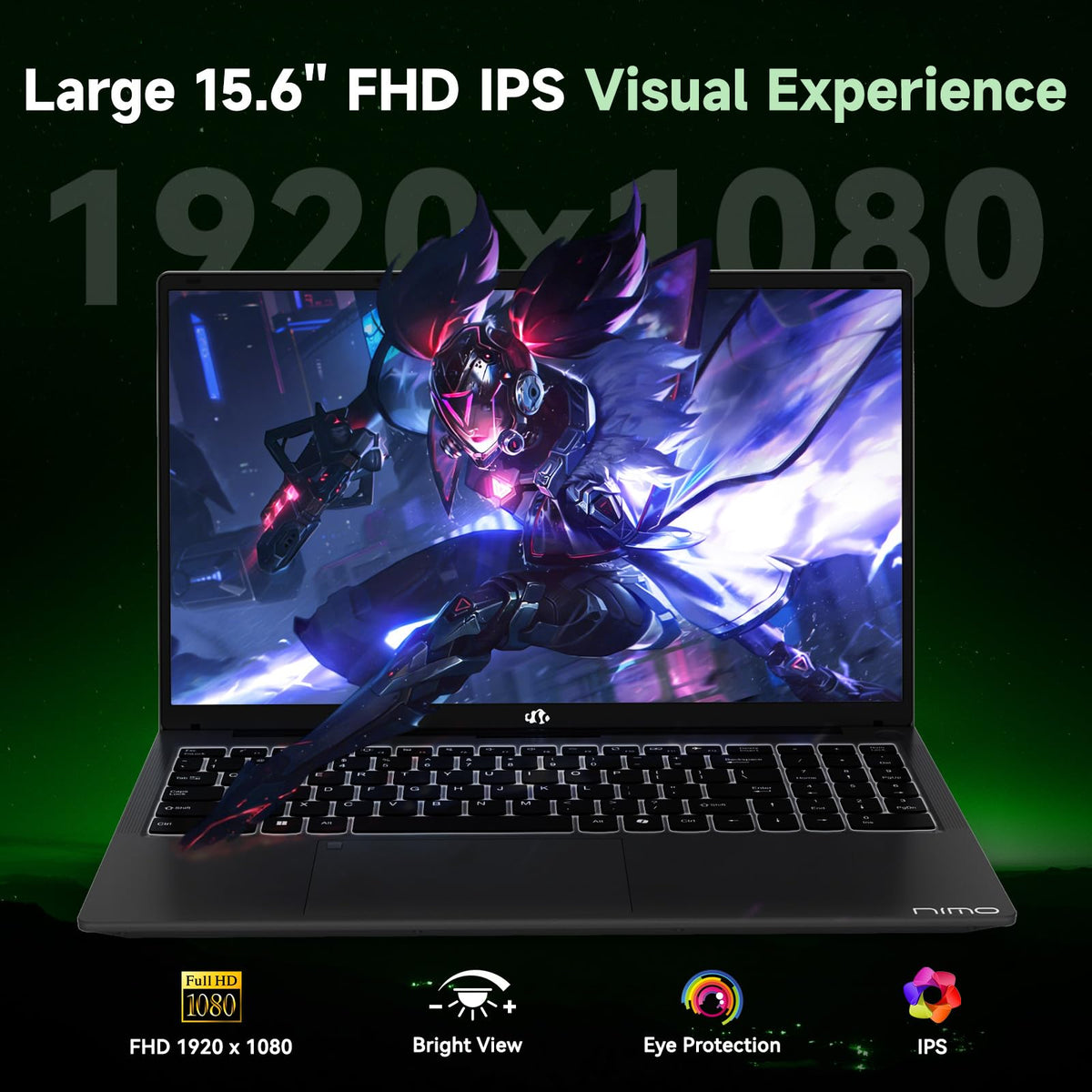 NIMO 15.6'' IPS FHD AI Laptop, AMD Ryzen 7 7735HS 64GB DDR5 RAM 2TB SSD