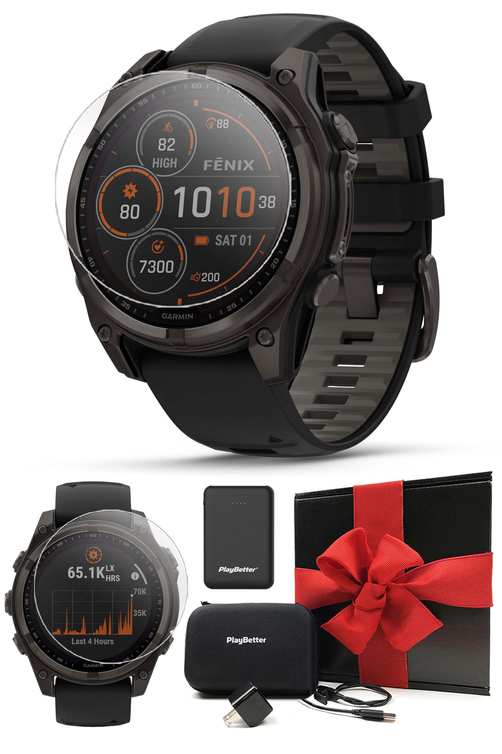 Garmin fenix 8 (Spark Orange, 51mm) AMOLED Sapphire GPS Watch Gift Box