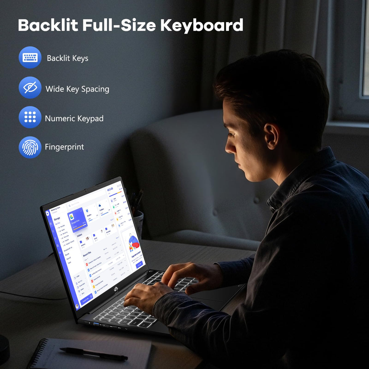 NIMO 15.6" FHD AI-Ready-Laptop, Intel i5-13420H, 16GB RAM, 512GB SSD, Win 11 (Beat i7-1355U, Up to 4.4 GHz) 100W Type-C Fingerprint Backlit Keyboard for Professionals & Students Office, Study & Travel