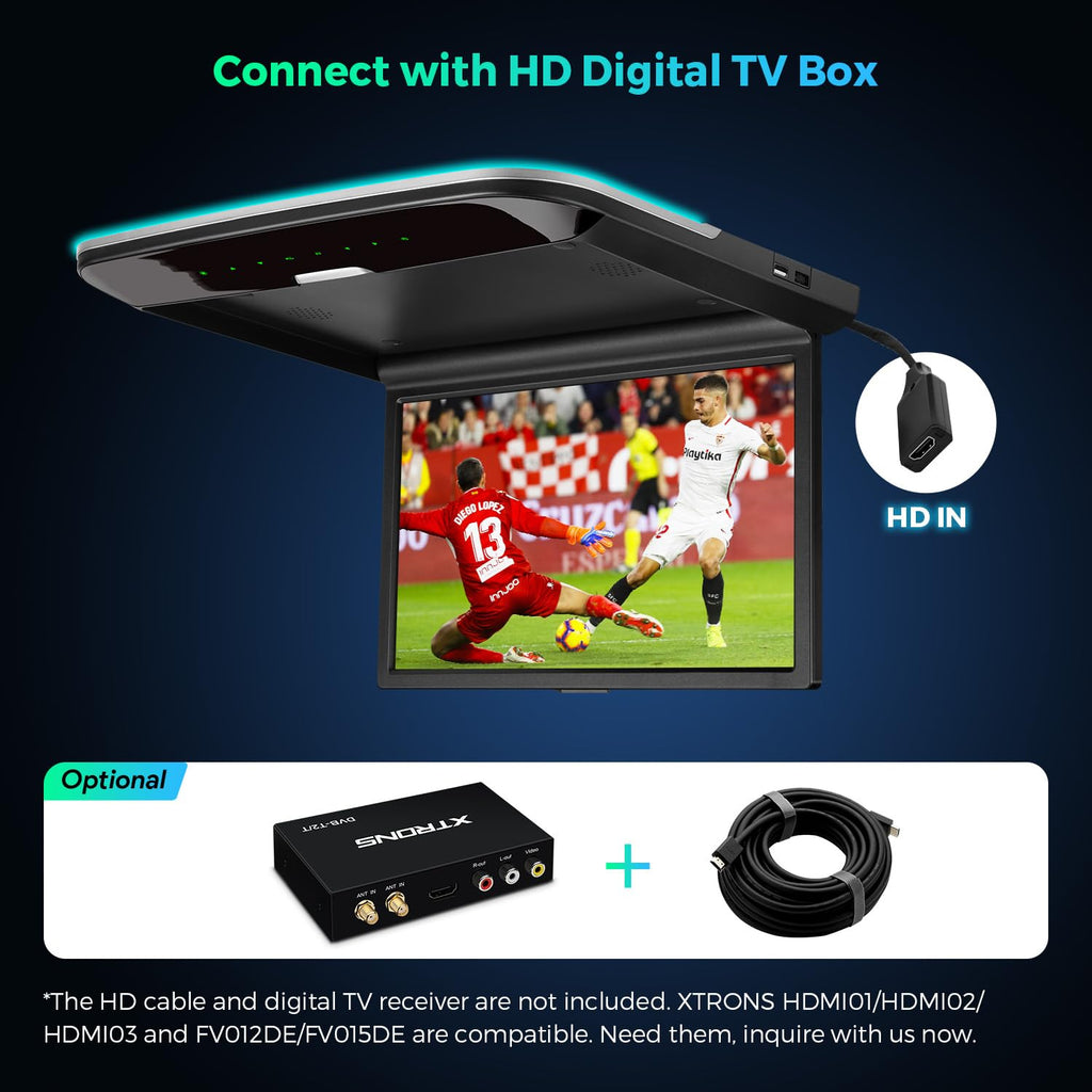 XTRONS 14 Inch Flip-Down Car Overhead Player with HDMI, Built-in Speaker