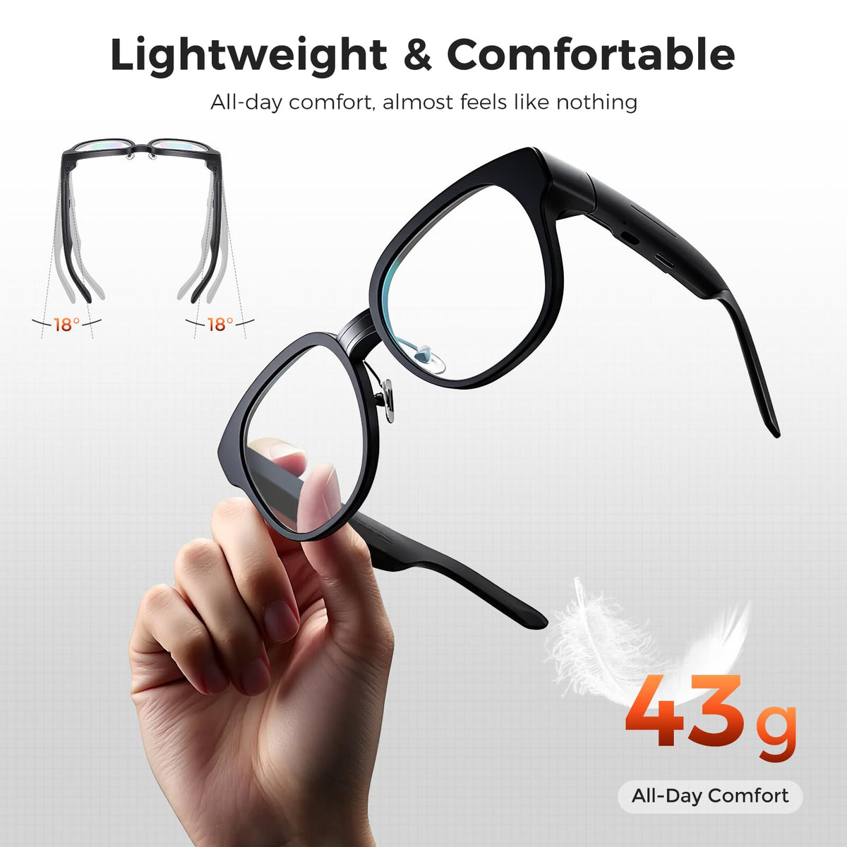 AR Smart Glasses with Real-Time Translation, Invisible Privacy Teleprompter, Bluetooth AI Smartglasses for Speech, Travel, Business Meetings, Smart AI Glasses for Men Women(Customizable lenses)