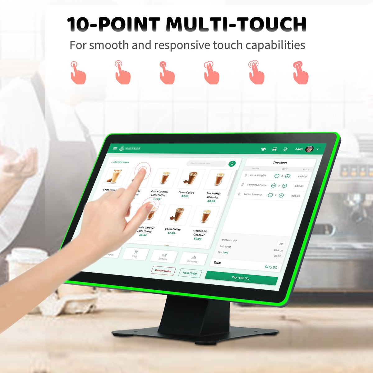 21.5-inch Android 11 Tablet with Touchscreen,Capacitive Multi Touch Screen POS Monitor,WiFi & BT,Built-in Speaker,5Mp Front Camera,RK3568 4GB RAM 32GB ROM,for Restaurant,Bar,Gym,No Battery