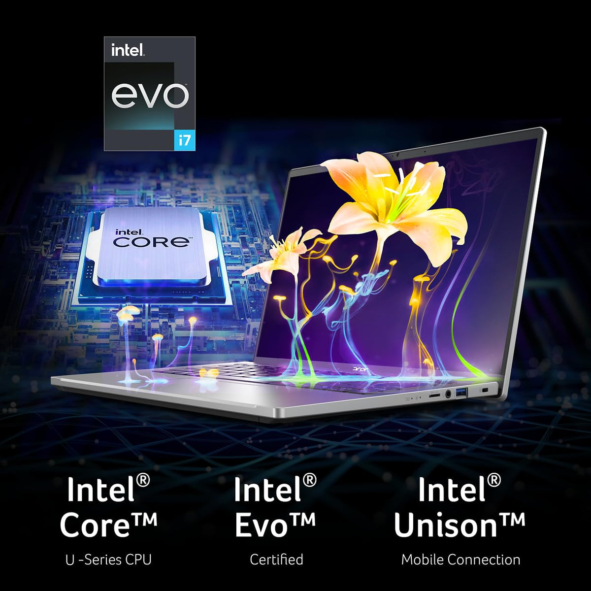 ACER Swift Go 14 Intel Evo Thin & Light Laptop 14'' 1920x1200 100% sRGB Touch Display Intel Core i7-1355U Intel Iris Xe 16GB LPDDR5 512GB Gen 4 SSD Killer WiFi 6E AX1675 SFG14-71T-72QV, Silver