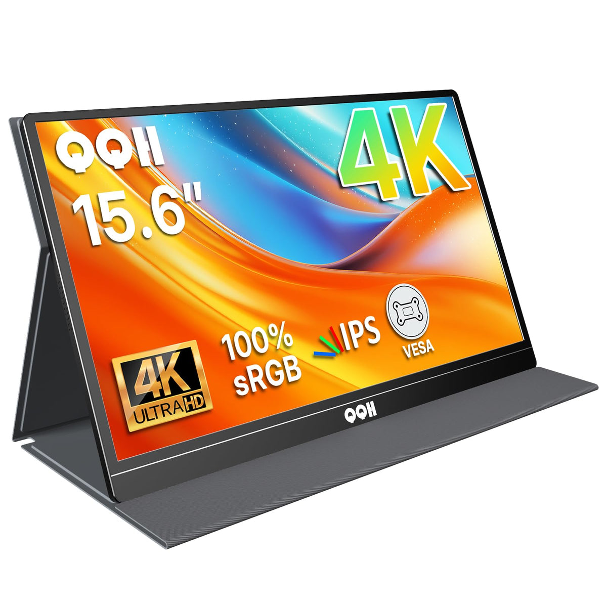 QQH 4K Portable Monitor, 15.6" UHD IPS USB-C HDMI Travel Monitor for Laptop