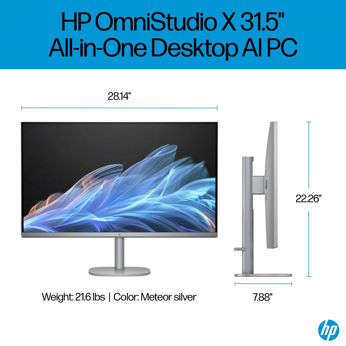 HP OmniStudio X 32 31.5" 4K UHD (3840x2160) All-in-One Desktop PC - Intel Core Ultra 7 258V up to 4.8 GHz, 32GB DDR5 RAM, 1TB NVMe SSD, Intel Arc Graphics, Wireless Keyboard & Mouse, Windows 11 Home