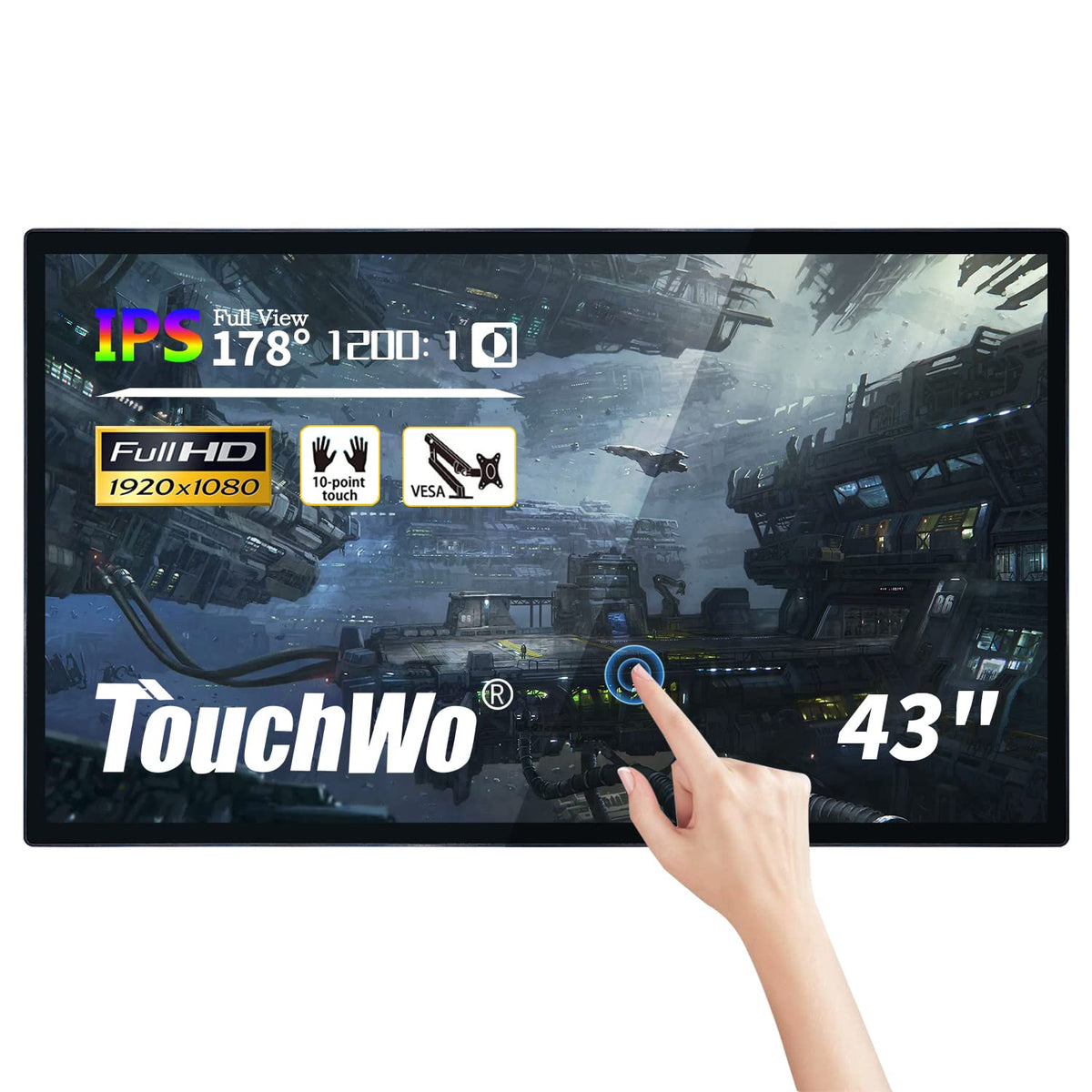 32 inch Capacitive Multi-Touch Screen Industrial Monitor, 16:9 Display 1920 x 1080P, Built-in Speakers, USB, VGA, DP & HD-MI Ports, Digital Signage Displays and Player for Advertising