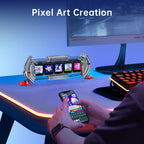 Divoom Times Gate Silver+Pixoo，RGB LED Display, Pixel Cyberpunk Gaming Setup Digital Clock with Smart APP Control, and 16×16 LED Panel Display Frame for Home Decor/Social Media Fans Counter