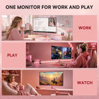 27 Inch Pink Curved Computer Monitor, FHD 1080P 100Hz, Eye Care