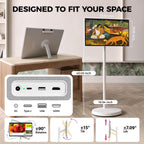 VLH 27″ 2-in-1 Smart Portable TV on Wheels,Detachable Touchscreen, Android 15 Tablet 6+128G Wireless Rolling Display with 4K Camera, 10W Speaker,Voice Air Remote, EDLA Certified, Bedroom Patio Outdoor