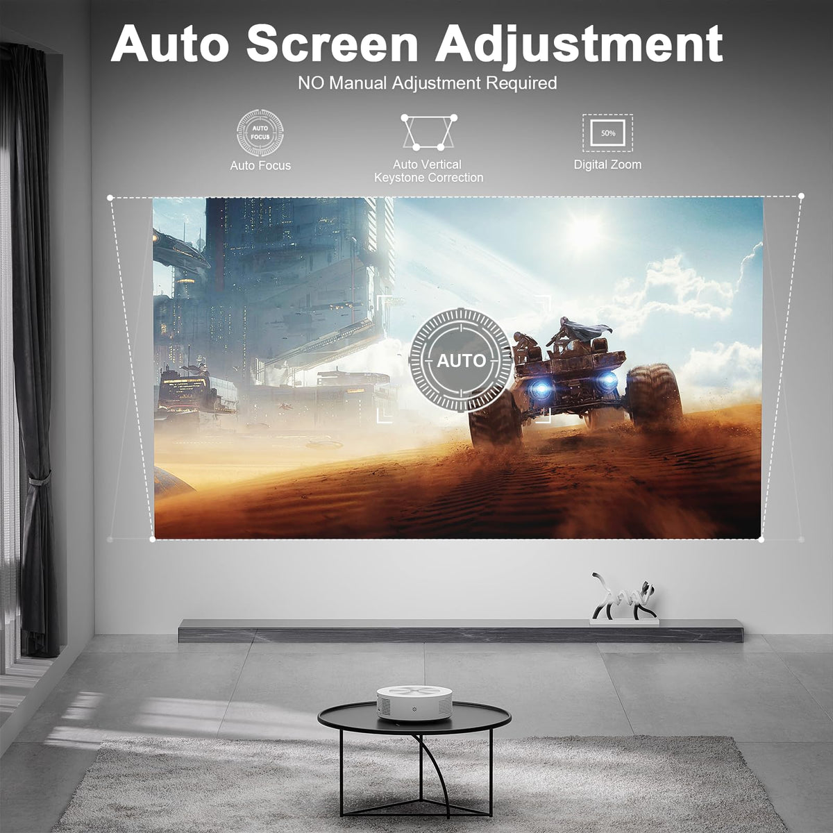 Mini Projector with WiFi and Bluetooth, Native 1080P Portable Outdoor Movie Projector, VOPLLS Home Projector 4K Support for HDMI/USB/AV/Phone/Laptop（White)