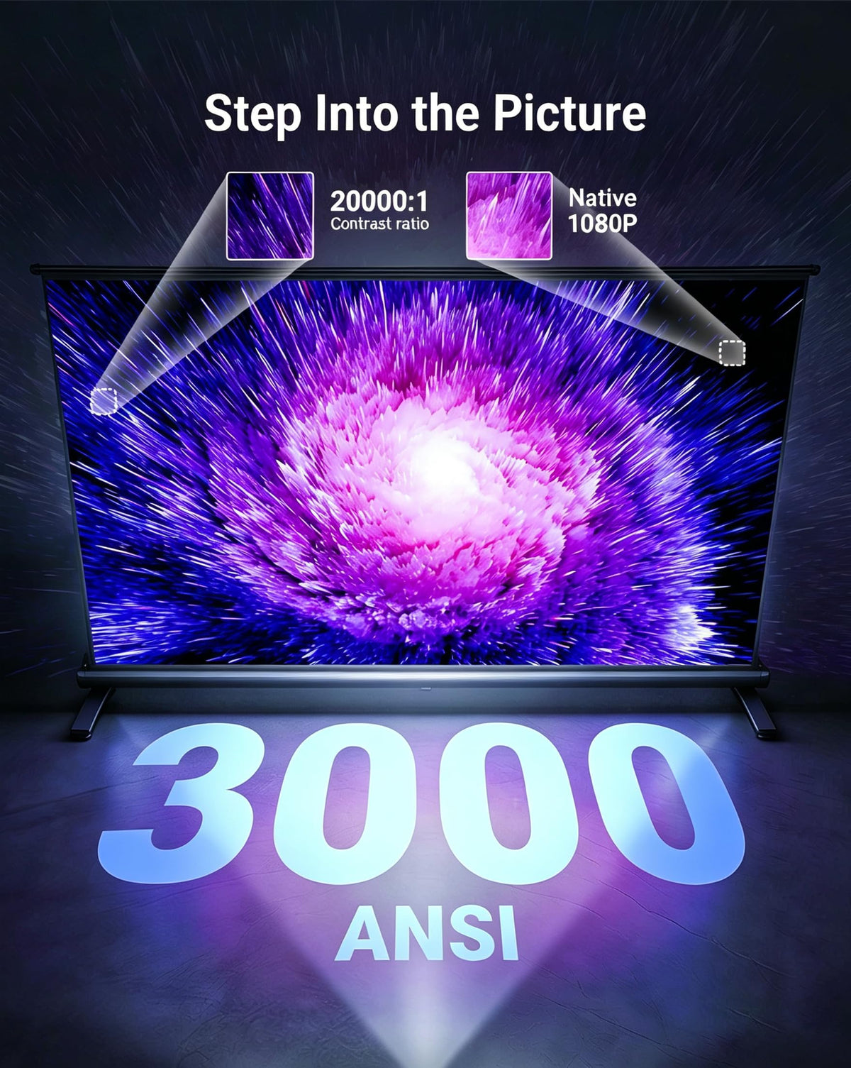 [Bundled with Google TV Stick] Smart Projector with WiFi and Bluetooth