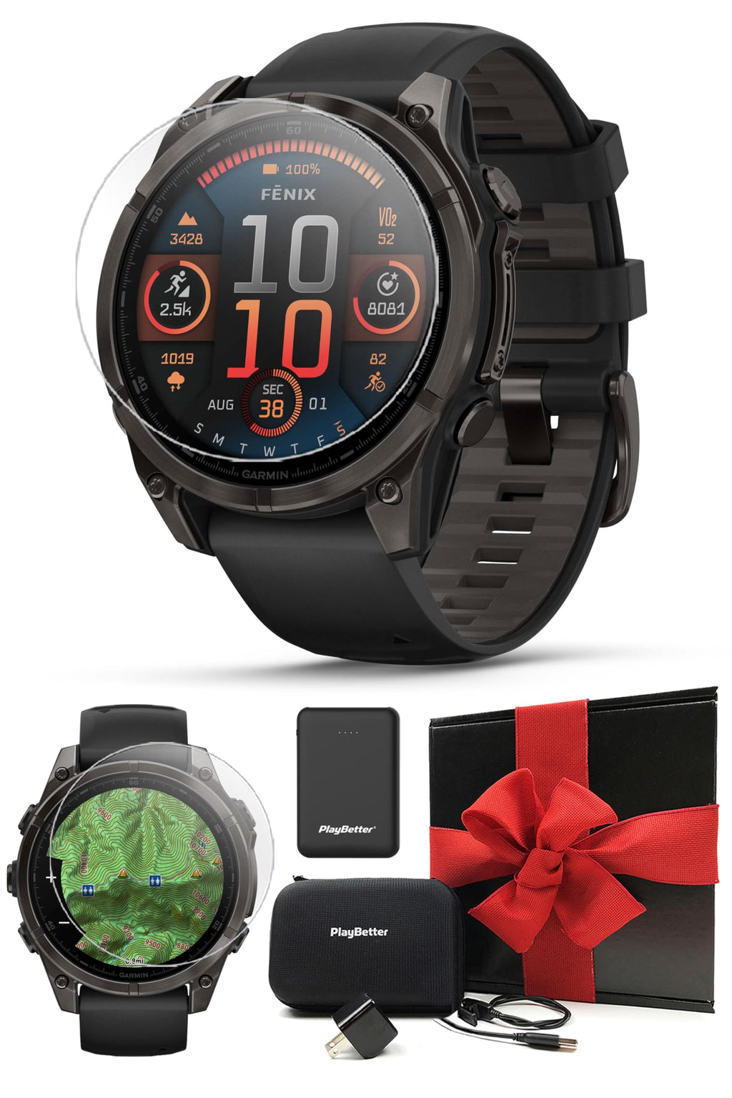 Garmin fenix 8 (Spark Orange, 51mm) AMOLED Sapphire GPS Watch Gift Box