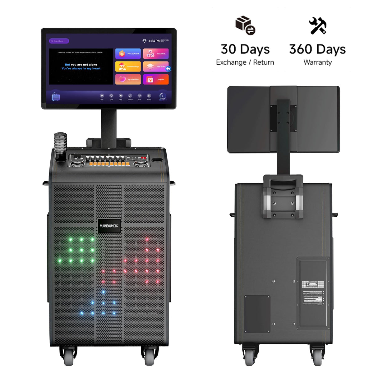 Smart Karaoke Machine for Adults, 2000W Peak, 23.8" Rotating Touchscreen