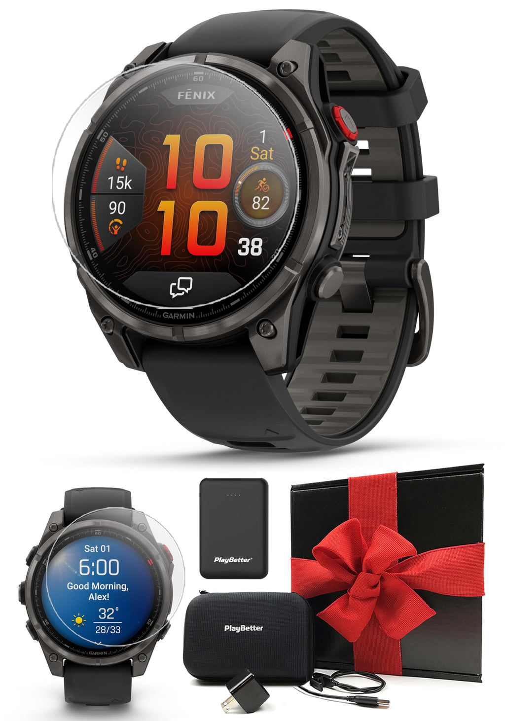 Garmin fenix 8 (Spark Orange, 51mm) AMOLED Sapphire GPS Watch Gift Box