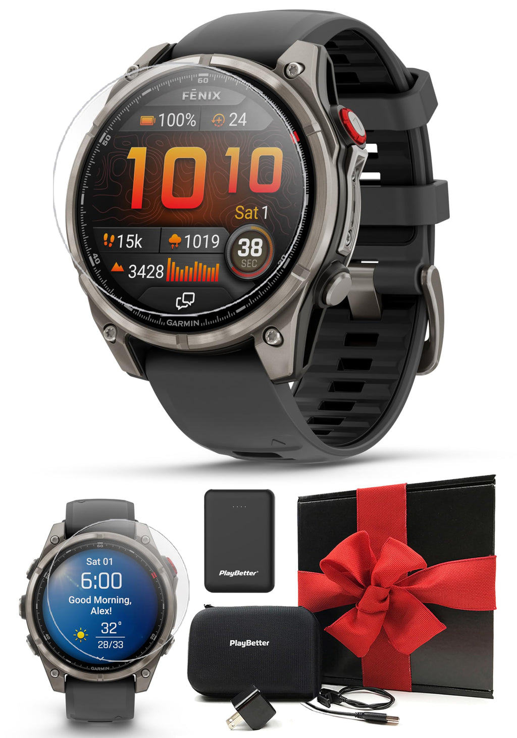 Garmin fenix 8 (Spark Orange, 51mm) AMOLED Sapphire GPS Watch Gift Box