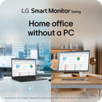 LG Smart Monitor Swing 32U889SA-W 32-Inch 4K UHD (3840x2160) IPS Touchscreen on a Fully Adjustable Wheeled Base HDR10, webOS, Built-in Speaker, HDMI, USB Type-C, Tilt/Height/Swivel/Pivot Stand, White