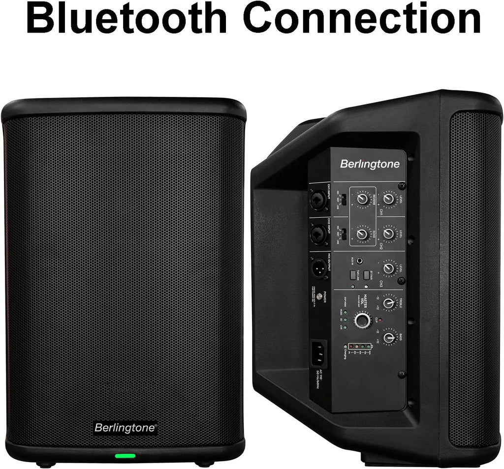 8-Inch 500W Powered PA Speaker System with Bluetooth, Wireless Portable Loud DJ Speaker, TWS, Mic/Guitar Connect, Built-in Rechargeable Battery for Mobile DJ Party Musicians Church Karaoke