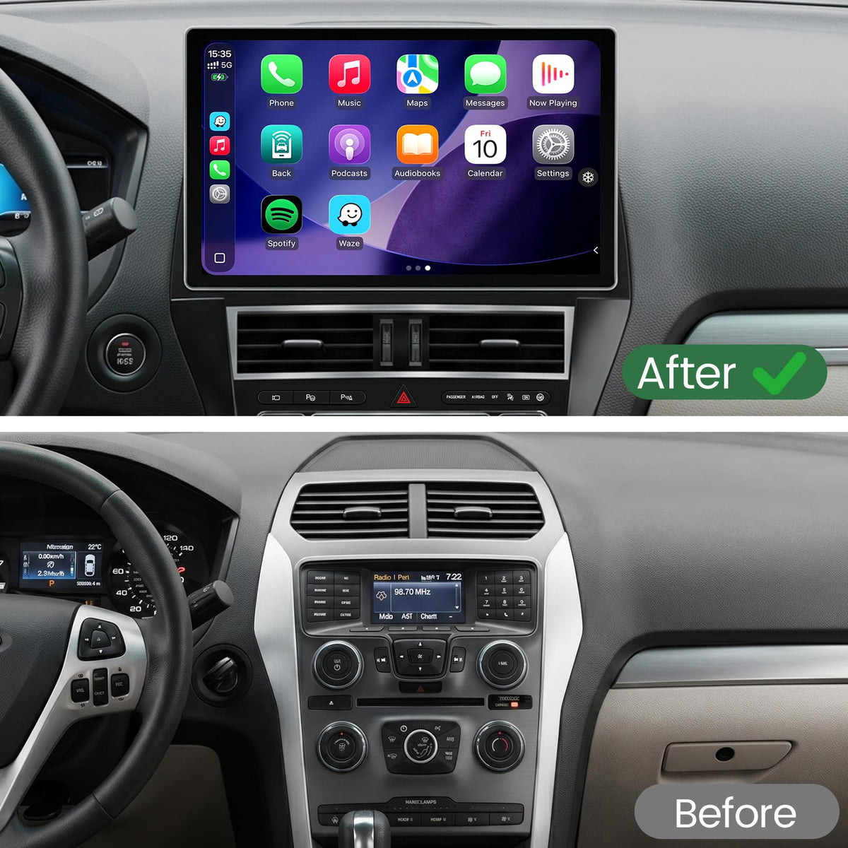 13.1-Inch 8 Core 6+128GB Car Radio Stereo for Ford Explorer 2011-2019, Plug and Play Android 13 Head Unit with CarPlay/Android Auto/2K Touch Screen/4G LTE/5Ghz WiFi