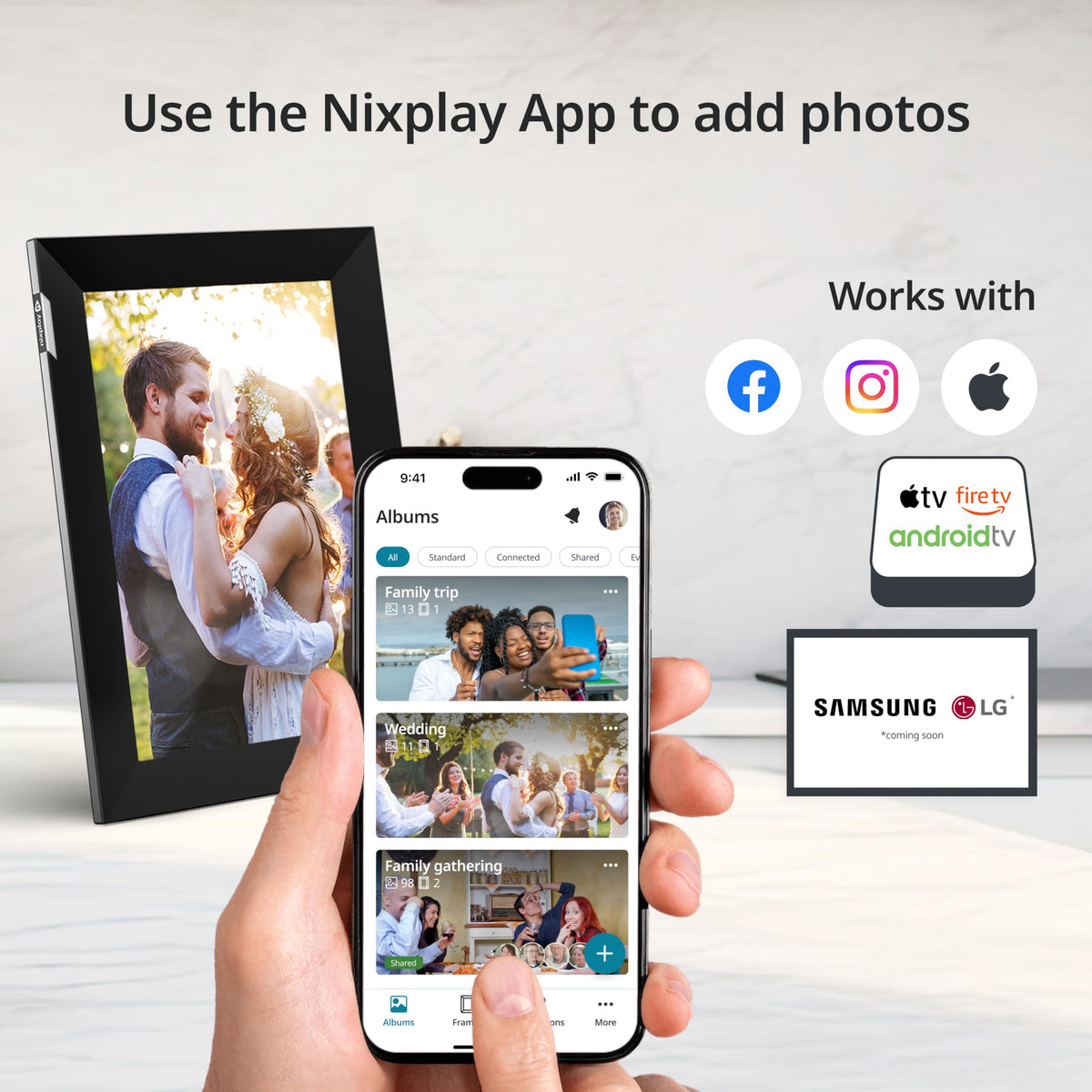 Nixplay Digital Touch Screen Picture Frame with WiFi - 10.1” Photo Frame, Connecting Families & Friends (Black/Silver)
