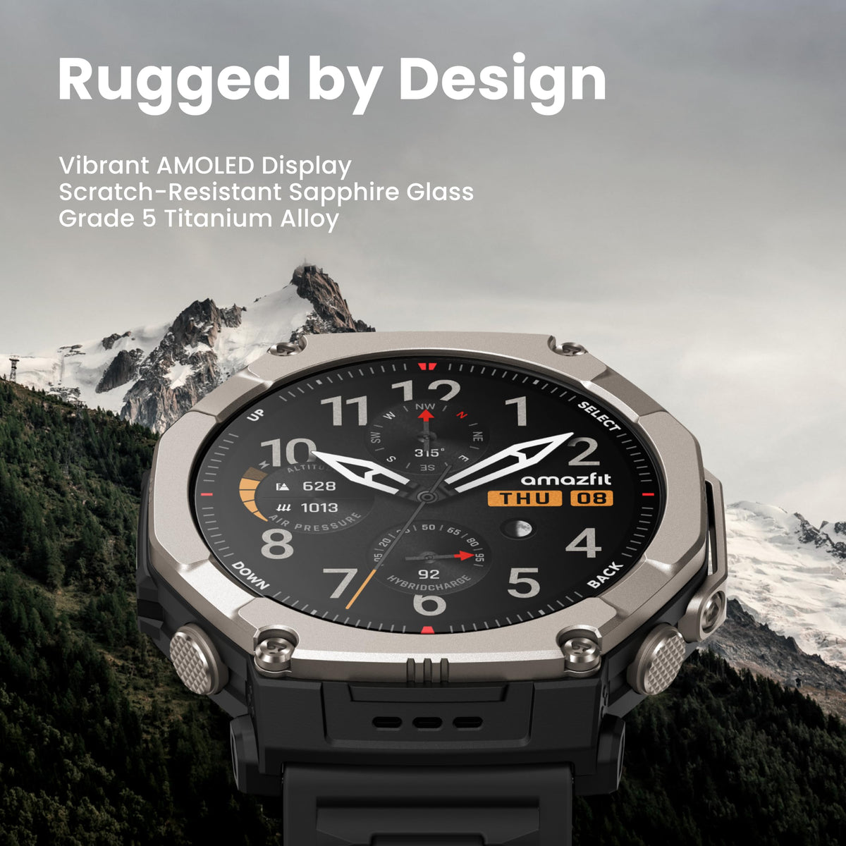 Amazfit T-Rex Ultra 2 Smart Watch, 1.5" AMOLED Sapphire Glass, iOS/Android