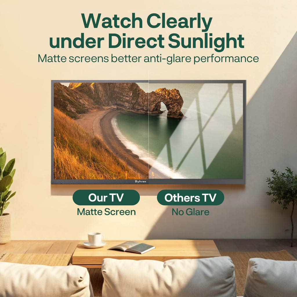SYLVOX 43" Outdoor TV, Weatherproof TV with Cover, Wall Mount & Soundbar