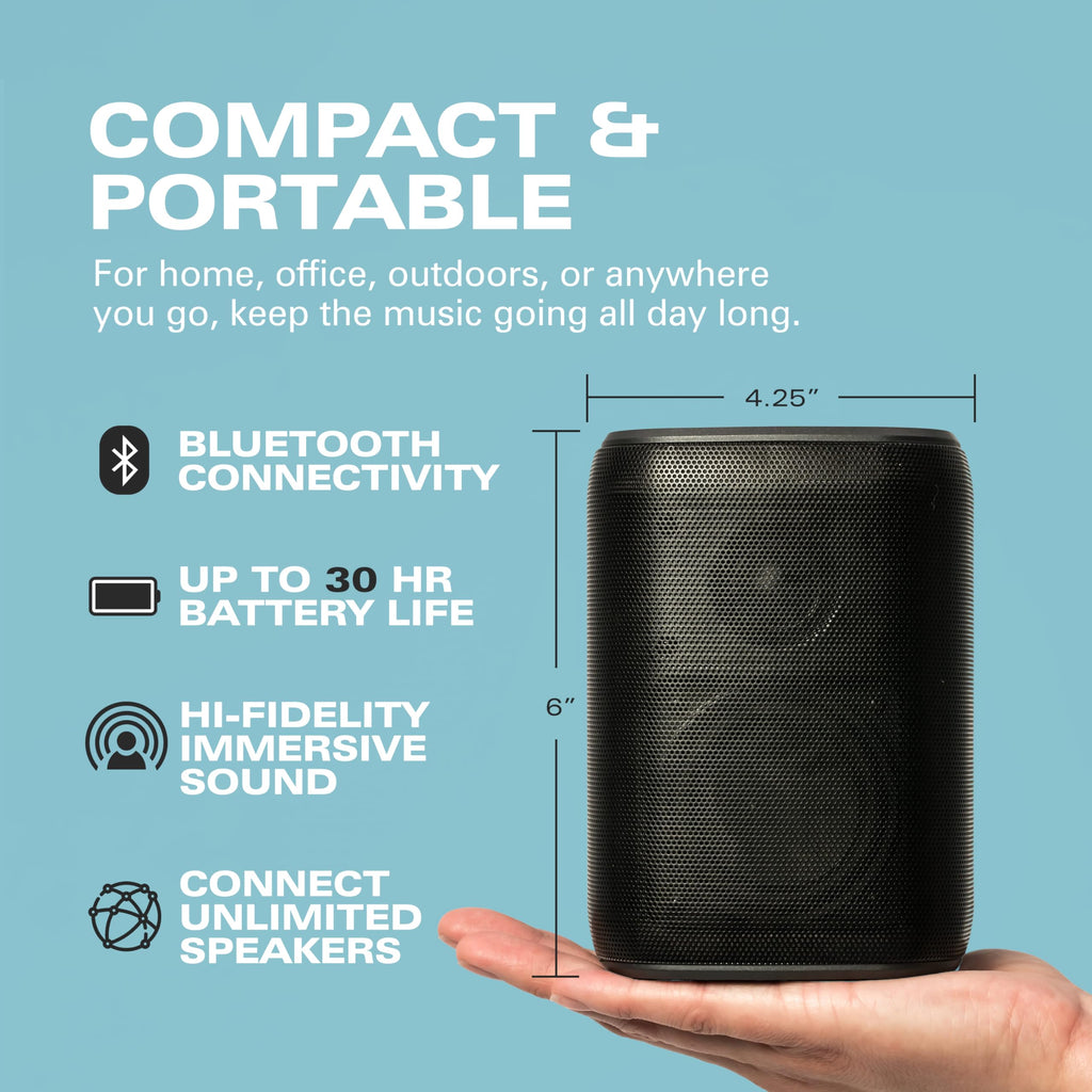 Rocksteady Stadium 2 Bluetooth Speaker Bundle – 4 Speakers | Multi-Room Wireless Sound System | Up to 30-Hr Battery | 150 ft Range | Stereo L/R Config