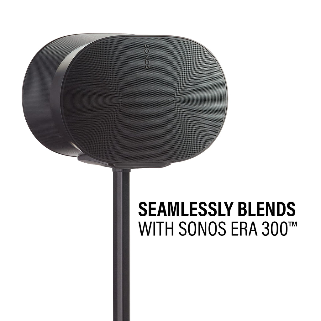Sanus Height Adjustable Speaker Stand for Sonos Era 300 - 17" - Black - Custom Fit - Polished - Durable Steel & Extruded Aluminum - OSSE300A2-B2