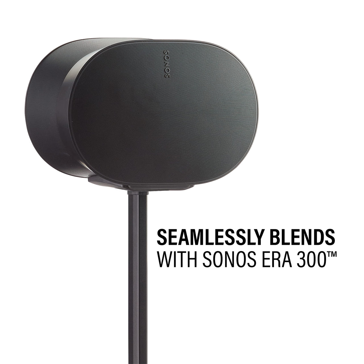 Sanus Height Adjustable Speaker Stand for Sonos Era 300 - 17" - Black - Custom Fit - Polished - Durable Steel & Extruded Aluminum - OSSE300A2-B2