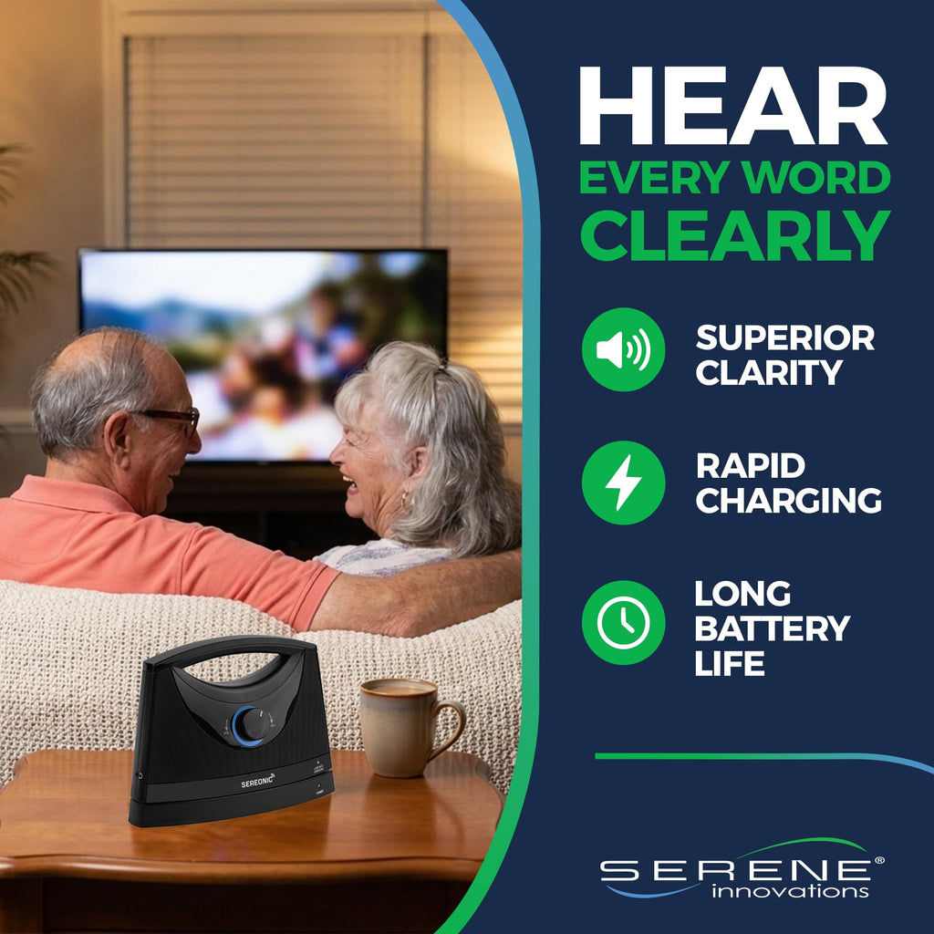 SEREONIC Portable Wireless TV Speakers for Smart TV - Ideal for Watching TV Without High Volume - Wireless TV Speakers Designed for Hearing Impaired, Elderly and Seniors - A