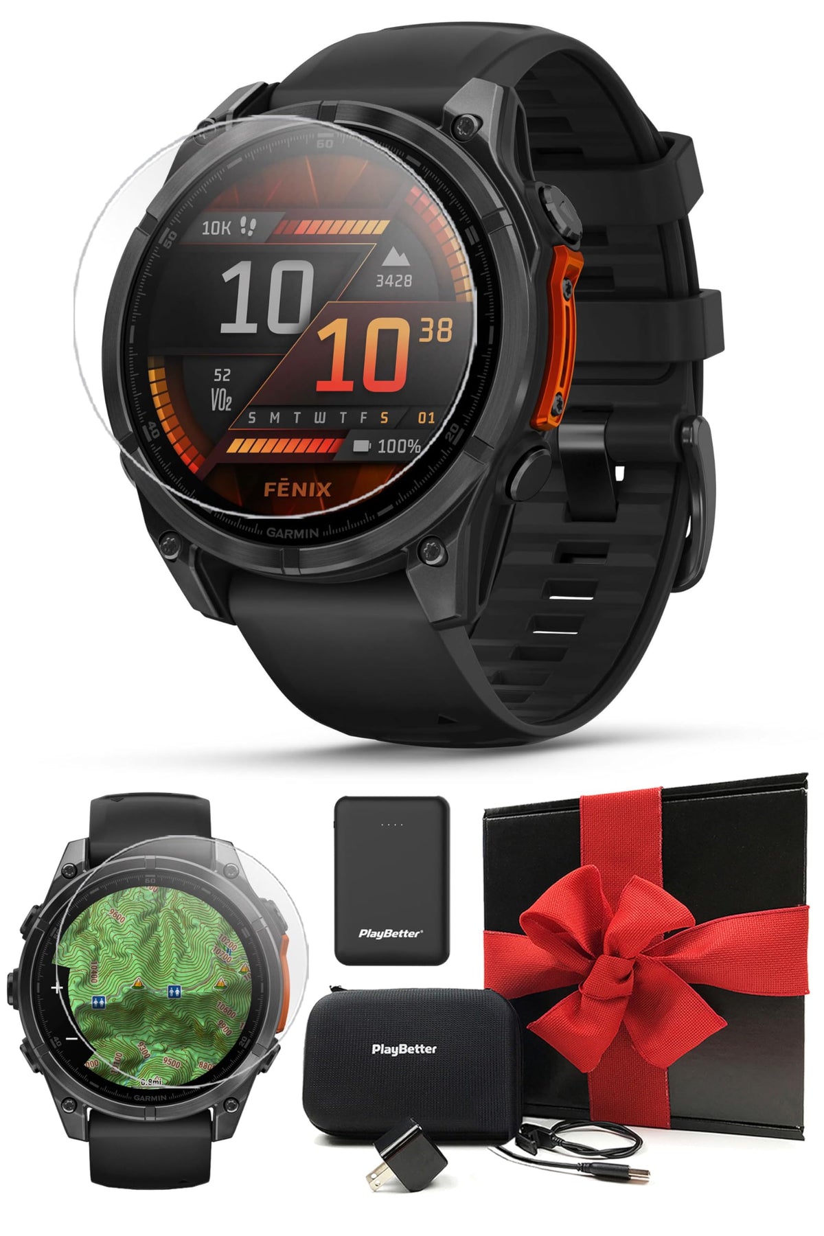 Garmin fenix 8 (Carbon Gray, 51mm) AMOLED Sapphire GPS Watch Gift Box
