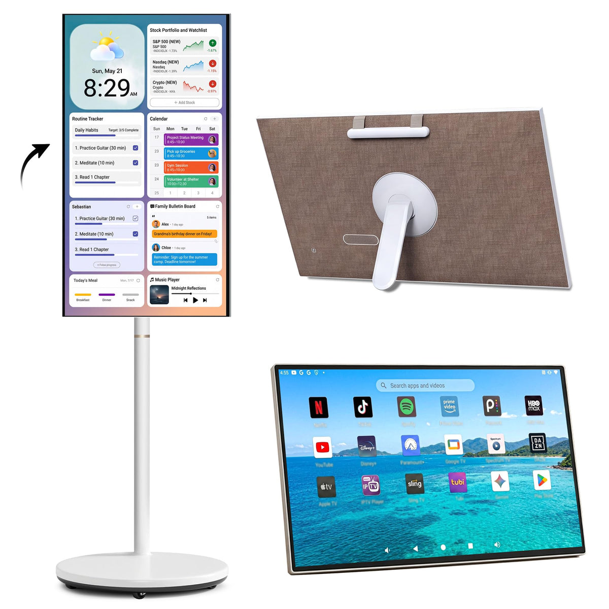2-in-1 Portable TV, Detachable Touchscreen, Tabletop & Rolling Mode