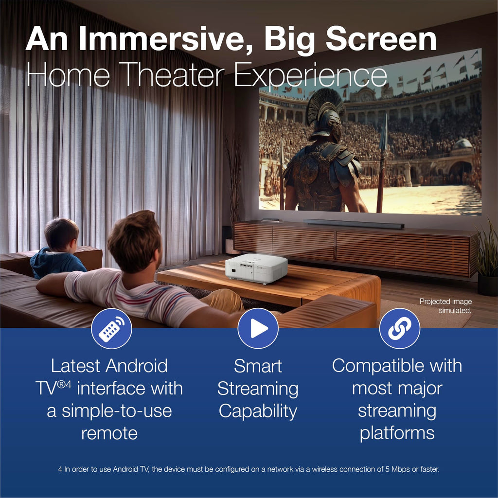 Epson Home Cinema 2350 4K PRO-UHD Smart Streaming Projector with Android TV