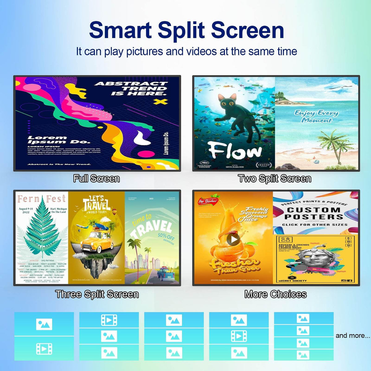 43inch Touchscreen Digital Display, 700nit High Brightness Digital Signage, CMS/U-Disk Plug&Play, Slim Fit Frameless LCD Monitor, Smart Split Screen, 24/7 Timer Switch, Built-in Speaker