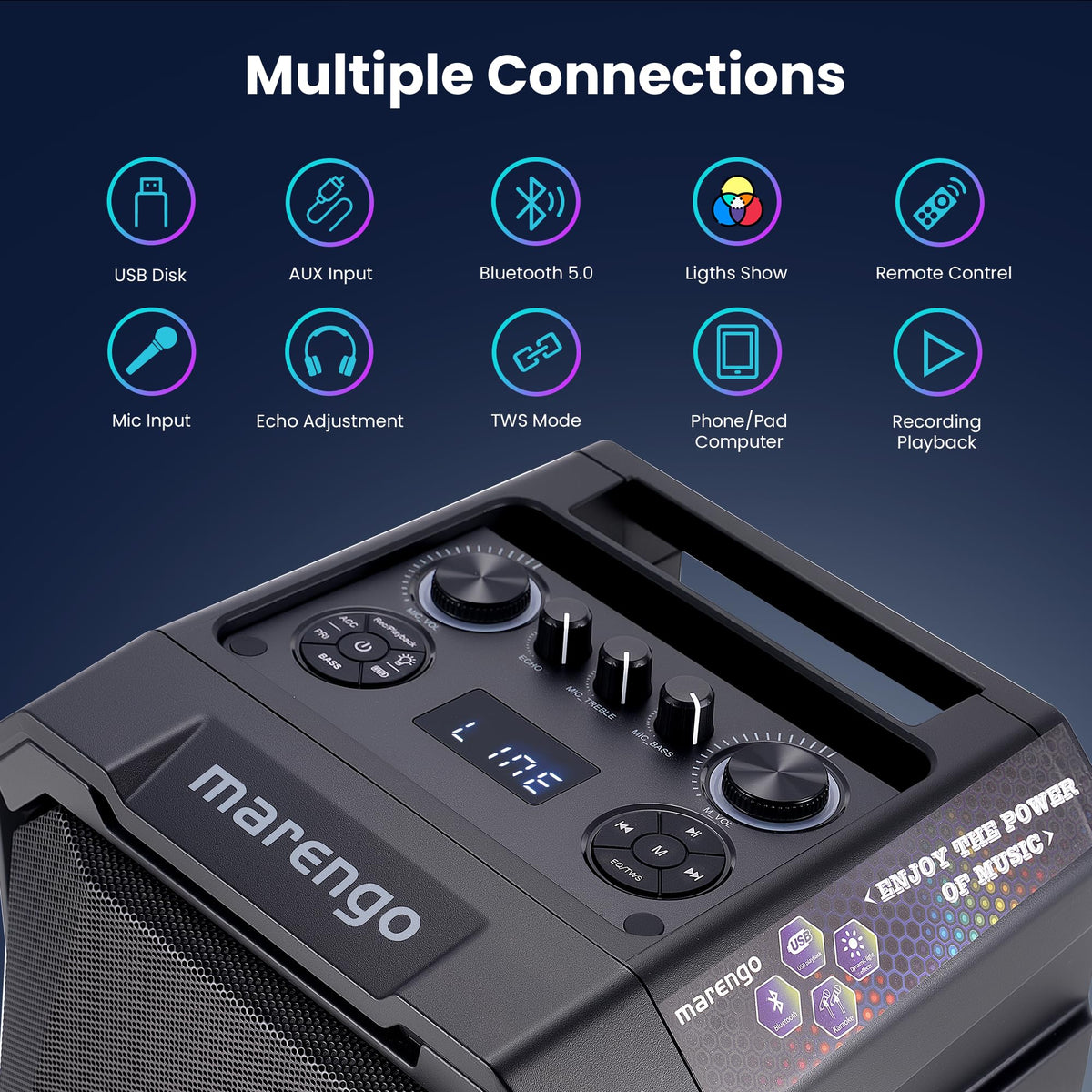 Karaoke Machine for Adults with 2 Wireless Microphones, 800W Peak Speaker