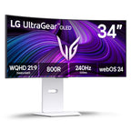 LG 39GX90SA-W 39-inch Ultragear WQHD (3440 x 1440) OLED Curved Gaming Monitor 240Hz, 1ms, NVIDIA G-Sync Compatible, AMD FreeSync Premium, VESA DisplayHDR True Black 400, webOS, USB Type-C, White