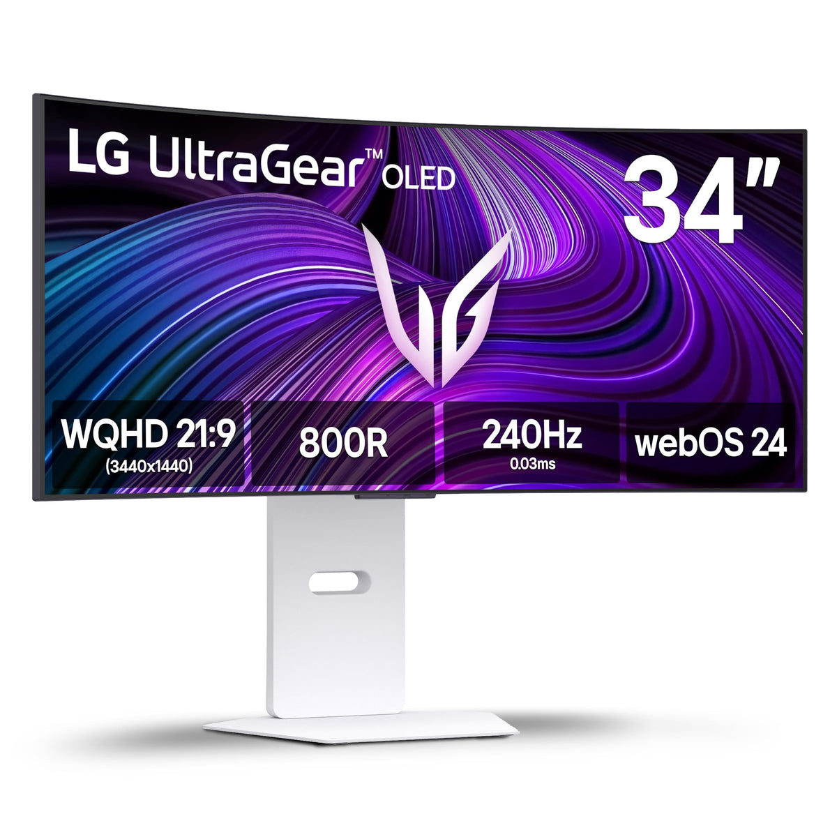 LG 39GX90SA-W 39-inch Ultragear WQHD (3440 x 1440) OLED Curved Gaming Monitor 240Hz, 1ms, NVIDIA G-Sync Compatible, AMD FreeSync Premium, VESA DisplayHDR True Black 400, webOS, USB Type-C, White