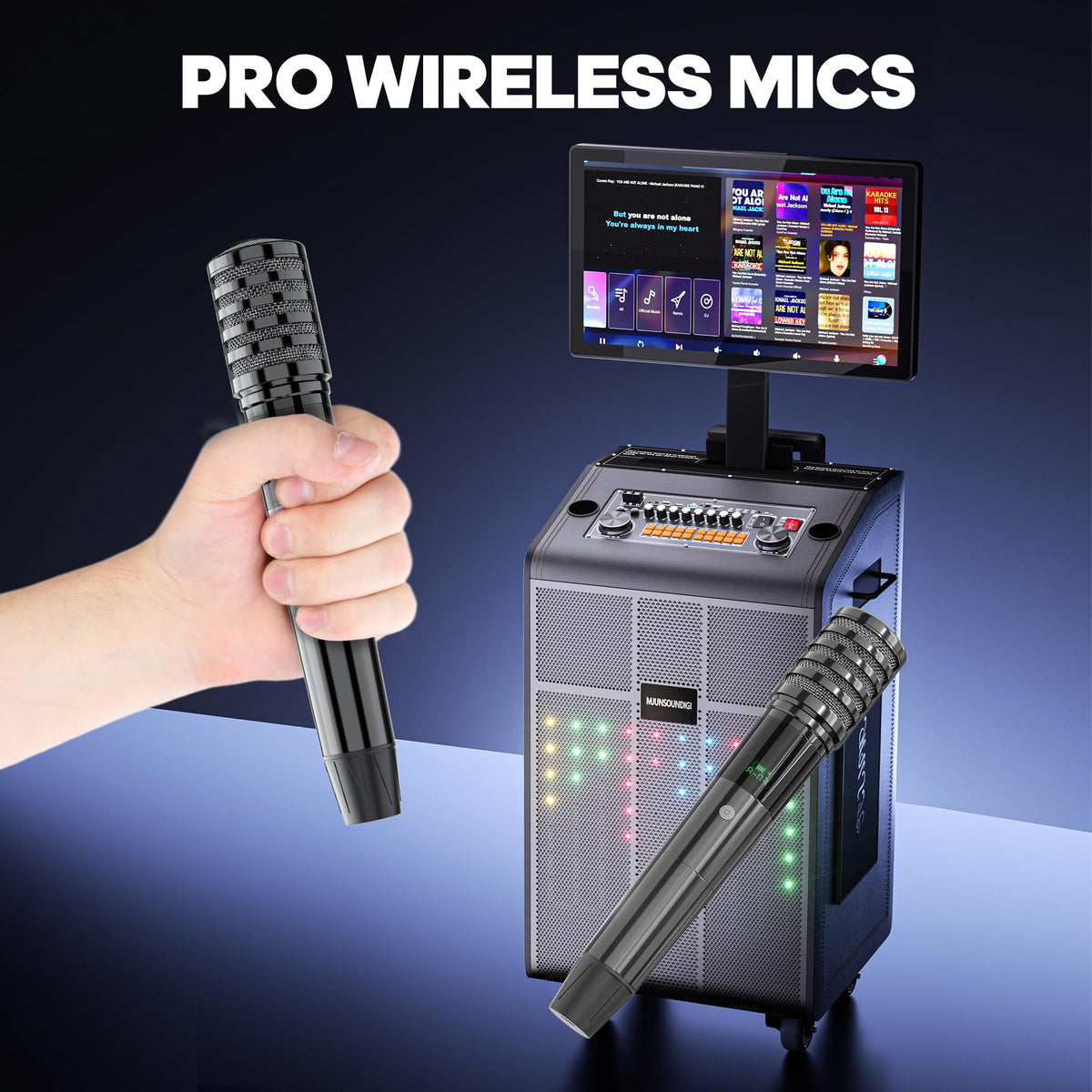 Smart Karaoke Machine for Adults, 2000W Peak, 23.8" Rotating Touchscreen