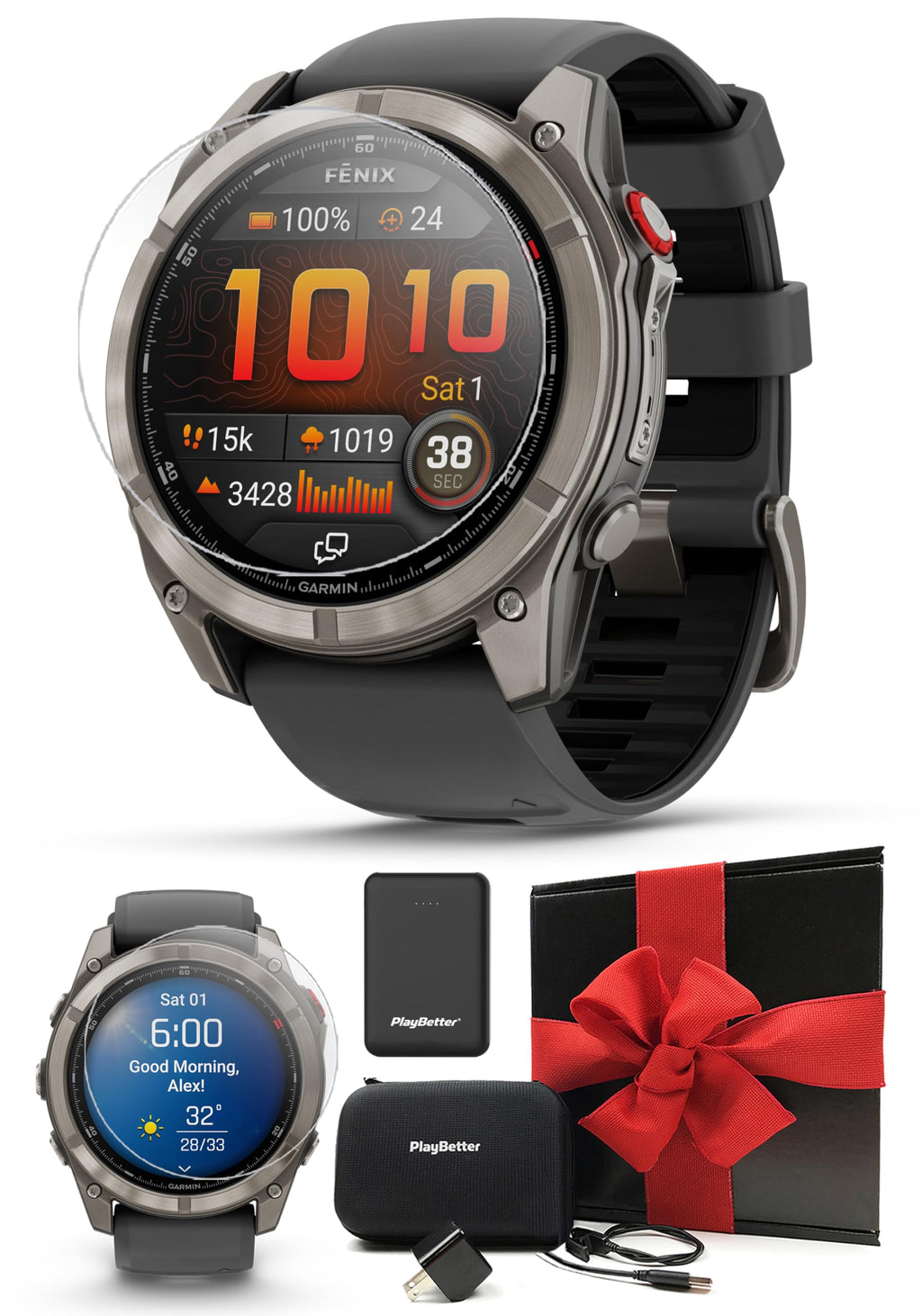 Garmin Fenix 8 (Spark Orange, 47mm) AMOLED Sapphire GPS Watch Gift Box