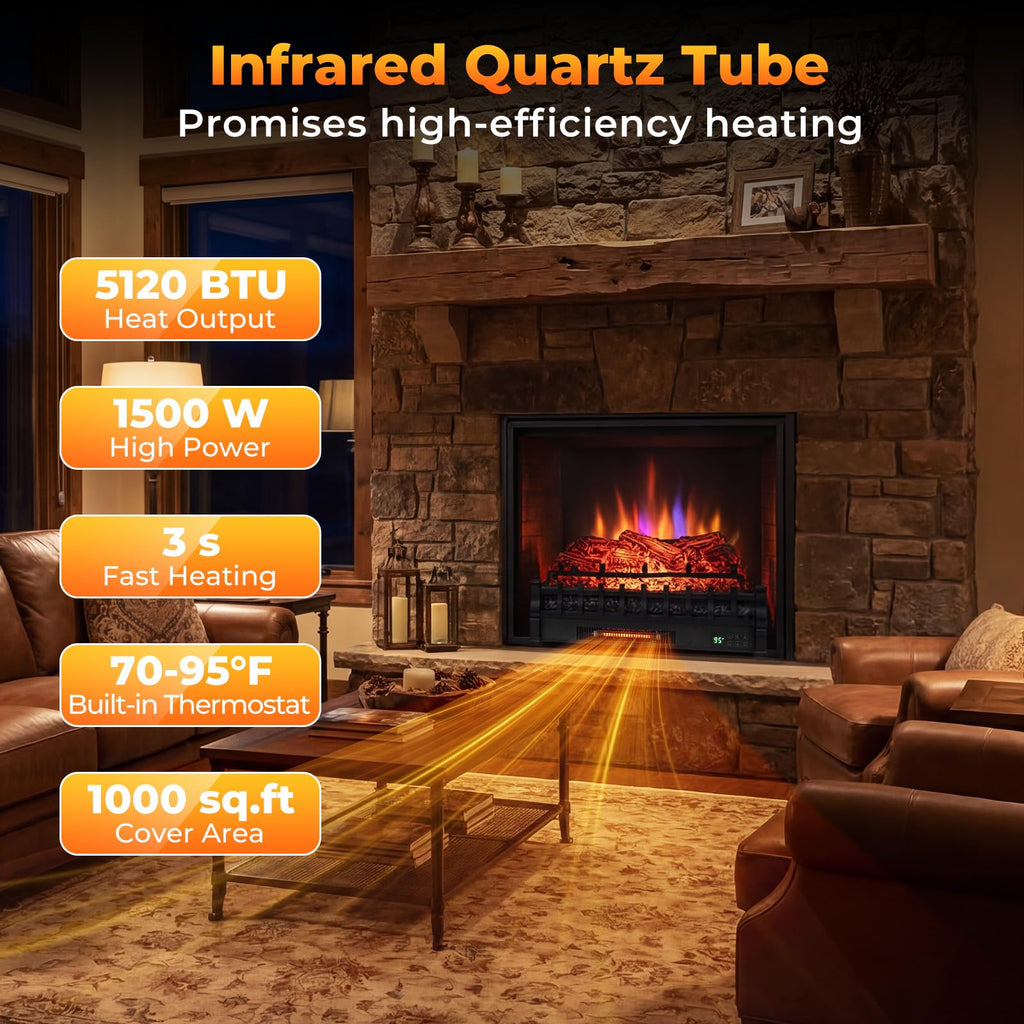 Tangkula 26" Smart Electric Fireplace, Compatible with Alexa, WiFi Enabled